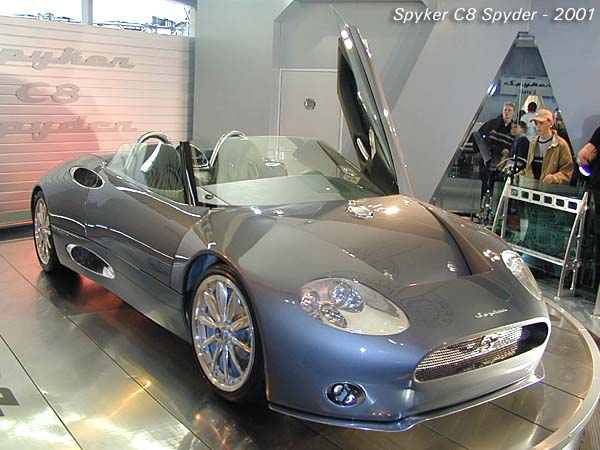 Spyker C8 Spyder at the 2001 AutoRAI in Amsterdam - front side view
